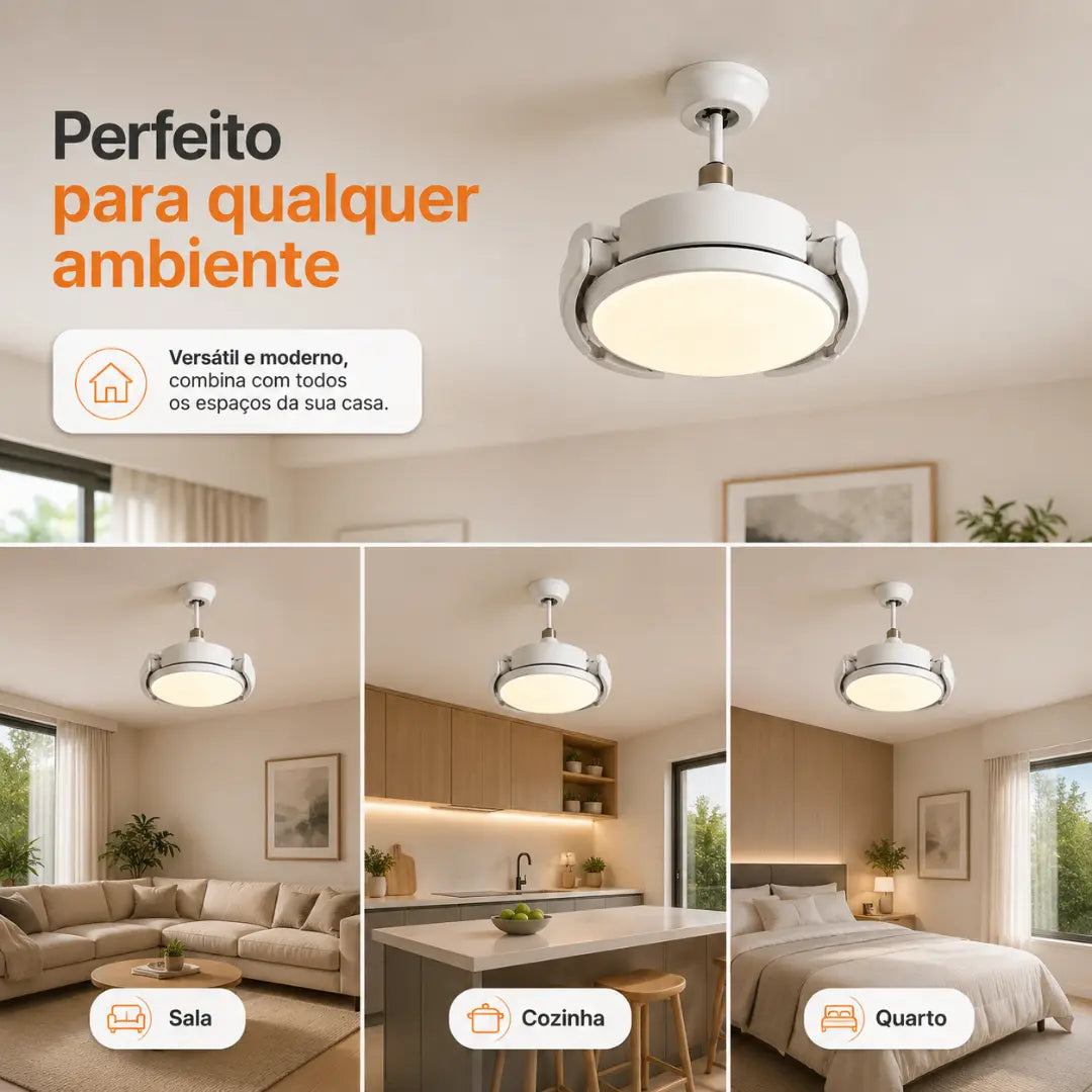 LumiVento  - Luminária de Teto com Ventiladores Retráteis Integrados