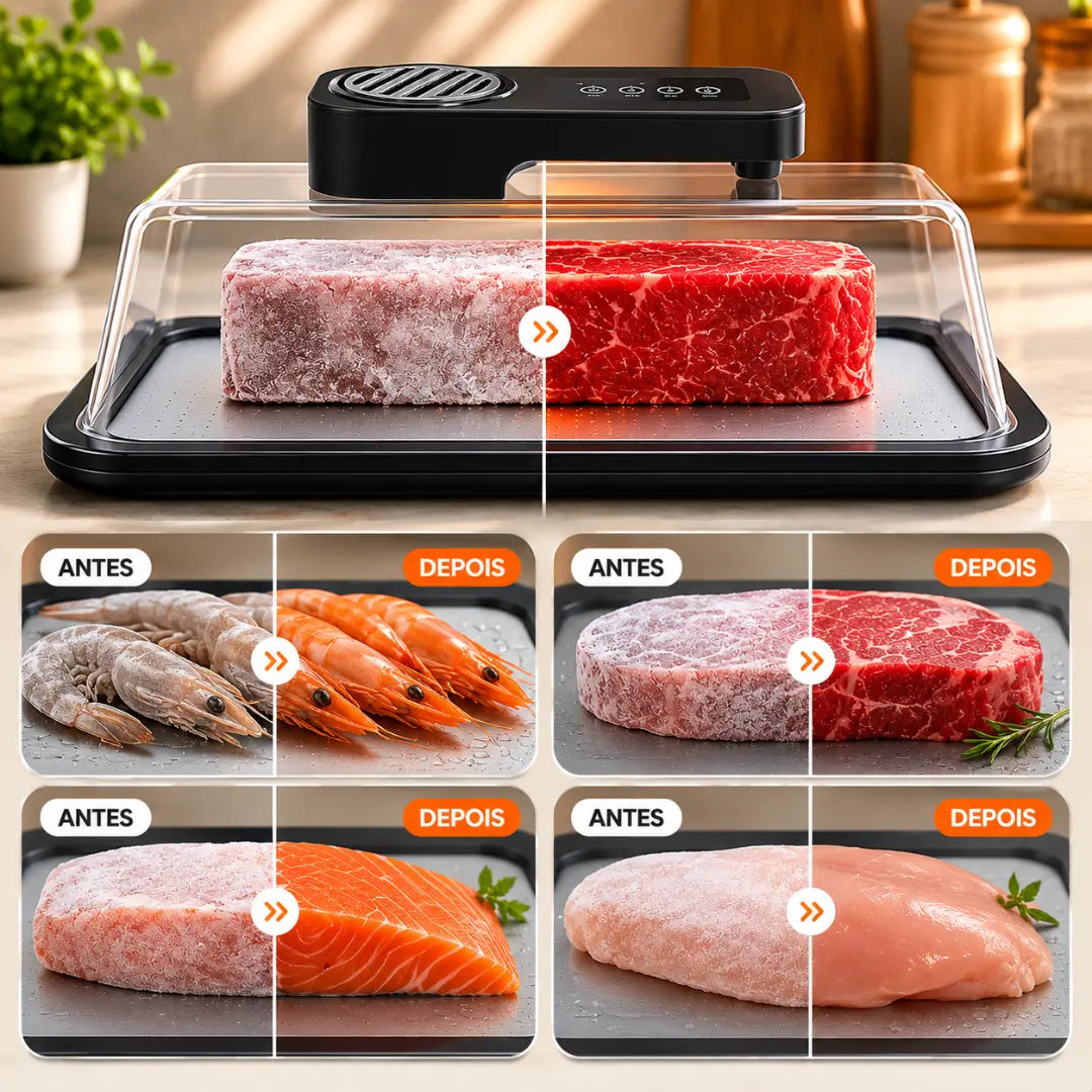 DescongelaMax – Bandeja Inteligente 4,2L (Descongela Sem Perder a Qualidade dos Alimentos)