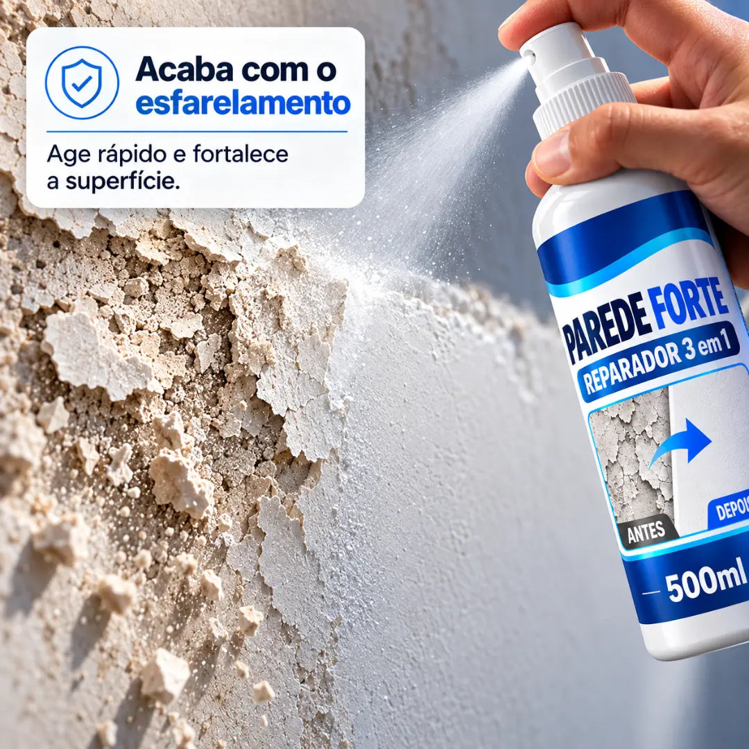 Parede Forte - Reparador 3 em 1, Anti-Pó, Anti-Esfarelamento e Fortalecedor de Paredes (COMPRE 1 LEVE 4)