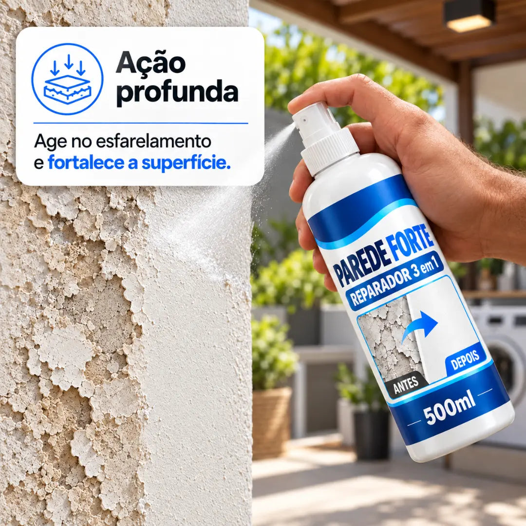 Parede Forte - Reparador 3 em 1, Anti-Pó, Anti-Esfarelamento e Fortalecedor de Paredes (COMPRE 1 LEVE 4)