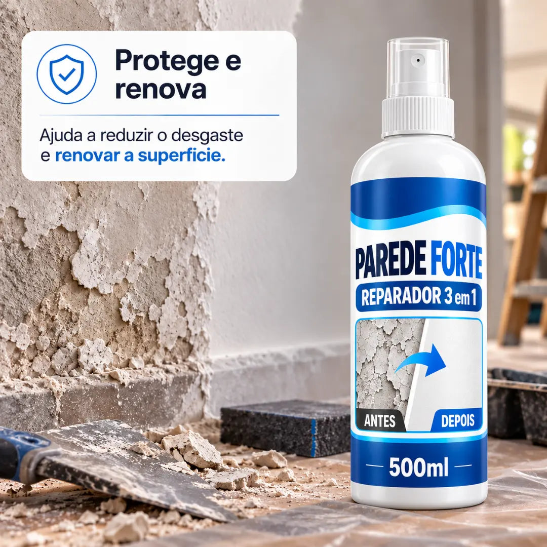 Parede Forte - Reparador 3 em 1, Anti-Pó, Anti-Esfarelamento e Fortalecedor de Paredes (COMPRE 1 LEVE 4)