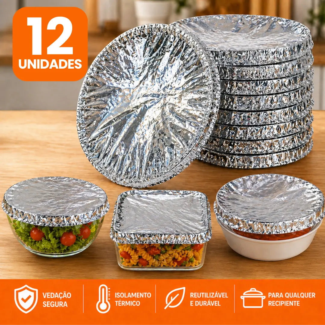 Tampas ThermoClick – Térmicas Ajustáveis e Reutilizáveis (Vedam Qualquer Vasilha)