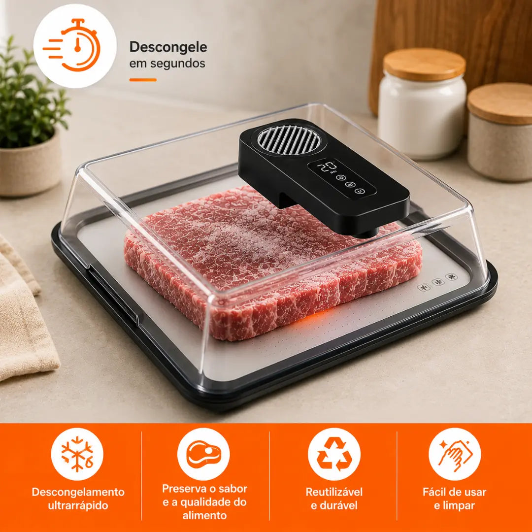 DescongelaMax – Bandeja Inteligente 4,2L (Descongela Sem Perder a Qualidade dos Alimentos)