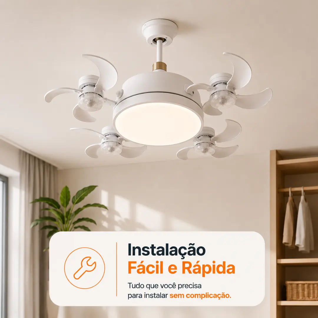 LumiVento  - Luminária de Teto com Ventiladores Retráteis Integrados