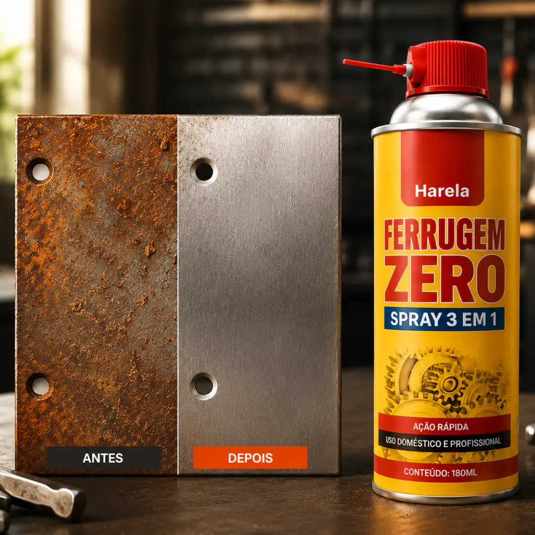Ferrugem Zero - Spray 3 em 1, Removedor de Ferrugem, Anti Ferrugem e Lubrificante (COMPRE 1 LEVE 4)